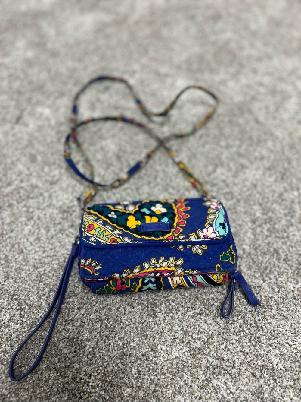 Vera Bradley Royal Blue Floral Quilted Crossbody Wristlet